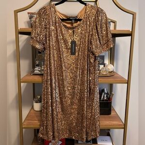 NWT Gold Sequin Mini Dress